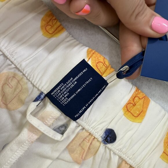 Flan Shorts Men XL White Blueberry Pancake Print Cotton Drawstring Pocket Brunch - Picture 9 of 15